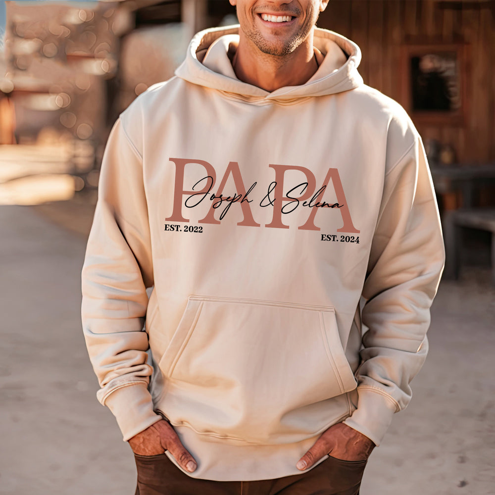 Personalized PAPA T-shirt Sweatshirt Hoodie with Kid's Names Father's Day Gift For Dad