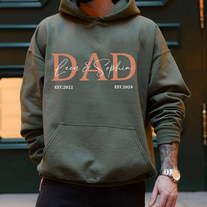 Personalized DAD Hoodie with Kid's Names Father's Day Gift For Dad