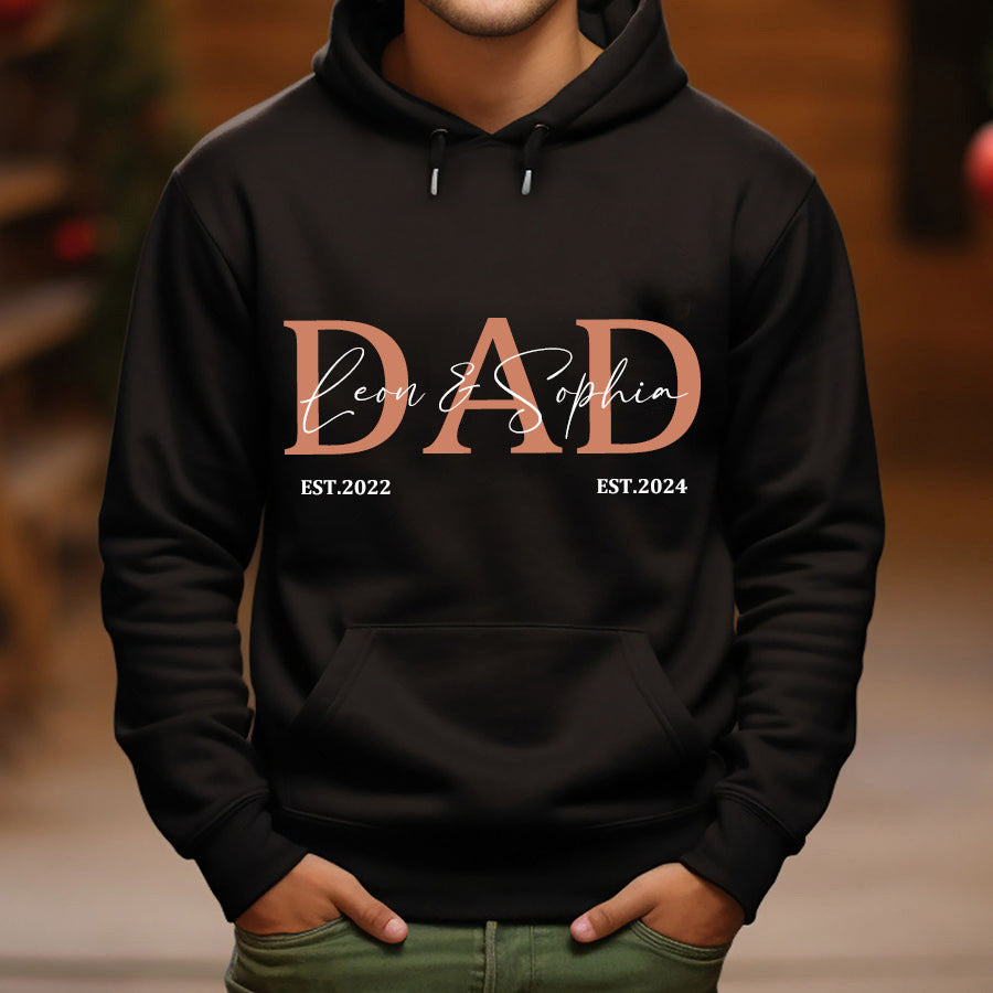 Personalized DAD Hoodie with Kid's Names Father's Day Gift For Dad