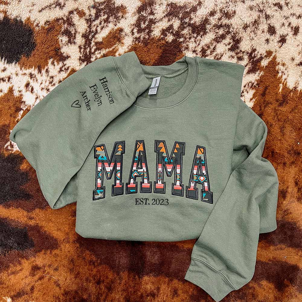 Embroidered Southwestern Aztec MAMA Sweatshirt Hoodie Mother's Day Gift for MAMA AUNTIE GRANDMA