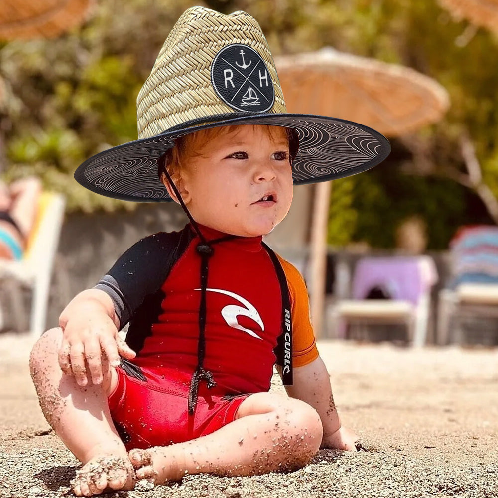 Personalized Leather Name Patch Straw Hat Sun Hat With Initials and Symbols Gift for Toddler Child Adult