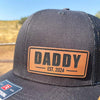 Personalized DAD Est Hat Real Leather Patch Trucker Snapback Cap Father's Day Gift New Dad Gift