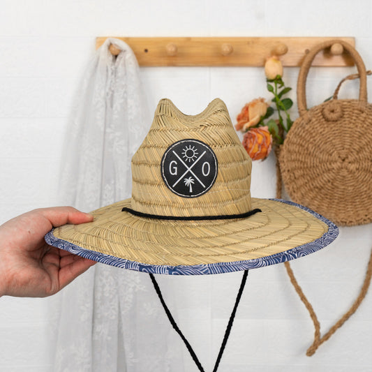 Personalized Leather Name Patch Straw Hat Sun Hat With Initials and Symbols Gift for Toddler Child Adult