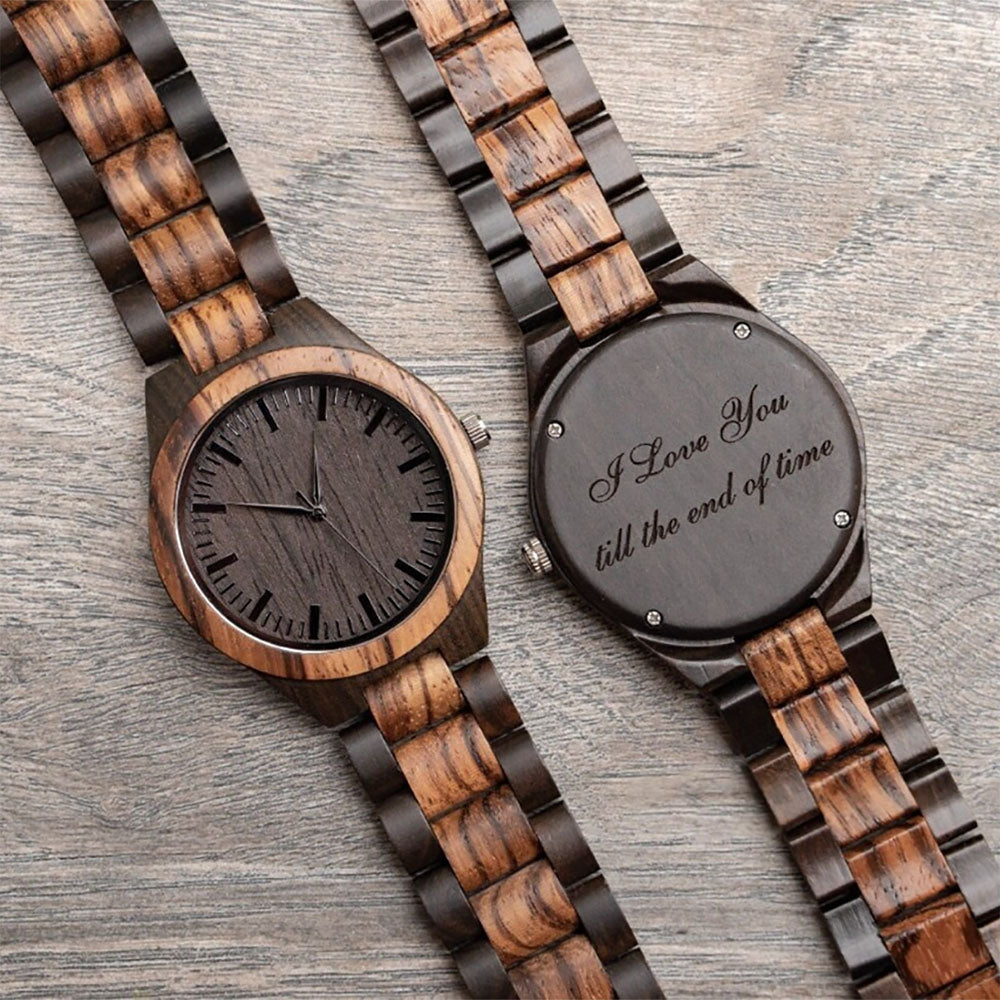 Personalized Men's Engraved Wooden Watch Valentine's Day Anniversary Gifts for Him