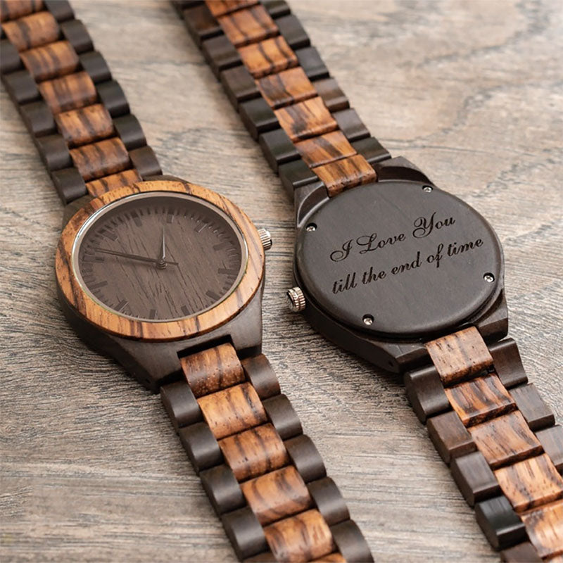 Personalized Men's Engraved Wooden Watch Valentine's Day Anniversary Gifts for Him