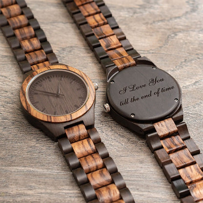 Personalized Men's Engraved Wooden Watch Anniversary Gifts for Him