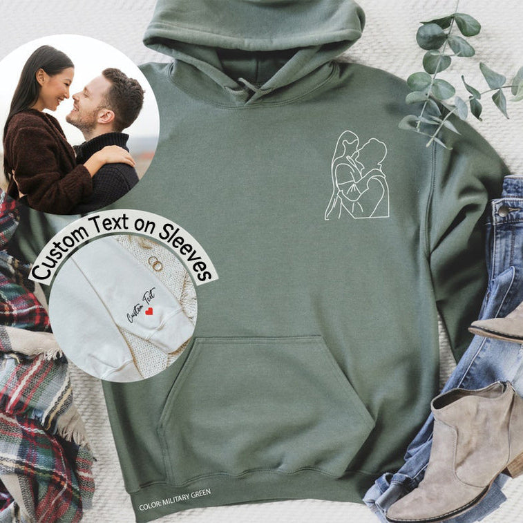 Personalized Couples Portrait From Photo Matching Hoodie Couple Gifts