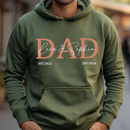 Personalized DAD Hoodie with Kid's Names Father's Day Gift For Dad