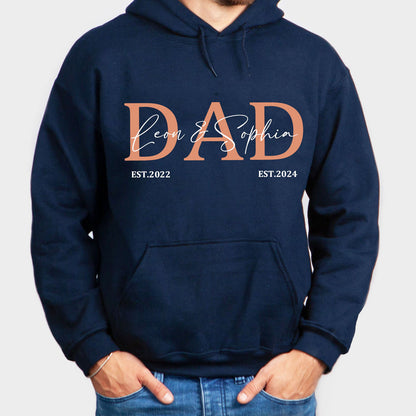 Personalized DAD Hoodie with Kid's Names Father's Day Gift For Dad