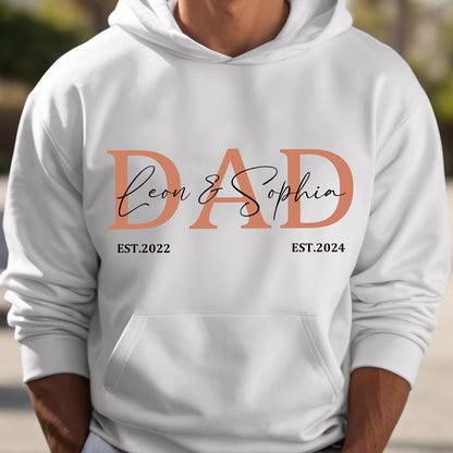 Personalized DAD Hoodie with Kid's Names Father's Day Gift For Dad