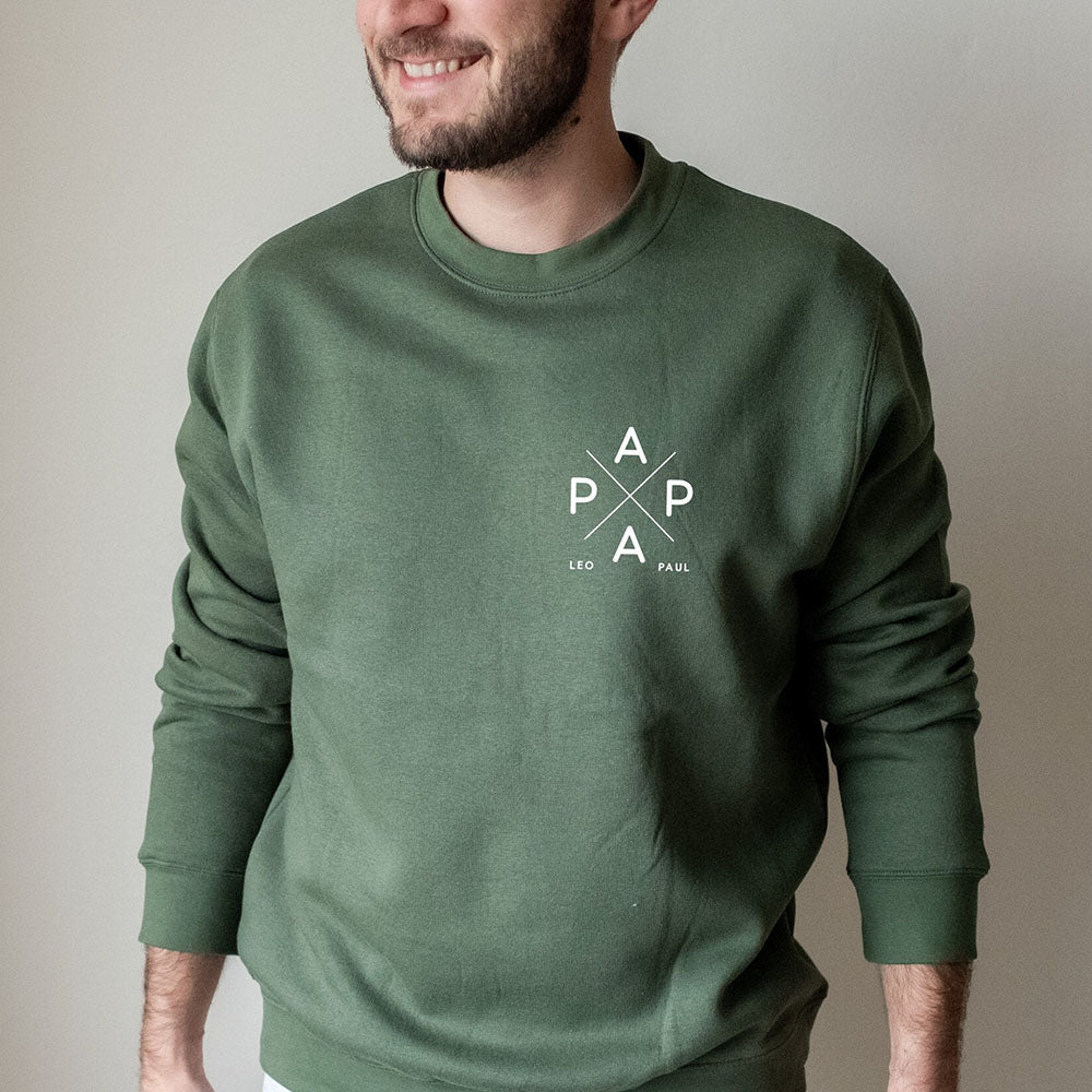 Personalized PAPA Sweatshirt with Kid's Names Father's Day Gift New Dad Gift