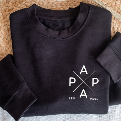 Personalized PAPA Sweatshirt with Kid's Names Father's Day Gift New Dad Gift