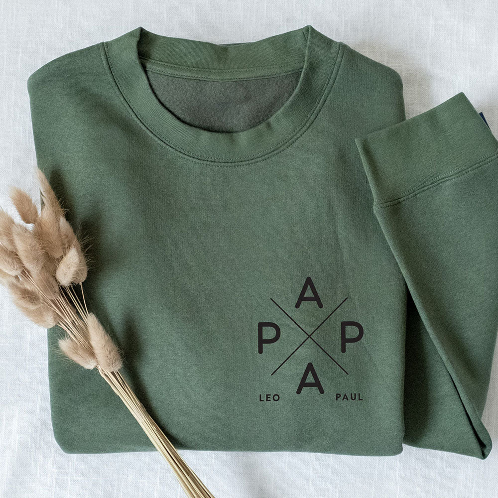 Personalized PAPA Sweatshirt with Kid's Names Father's Day Gift New Dad Gift