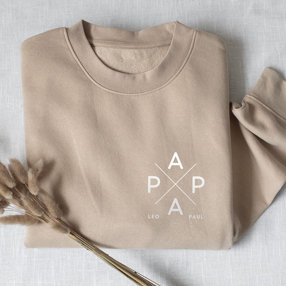 Personalized PAPA Sweatshirt with Kid's Names Father's Day Gift New Dad Gift