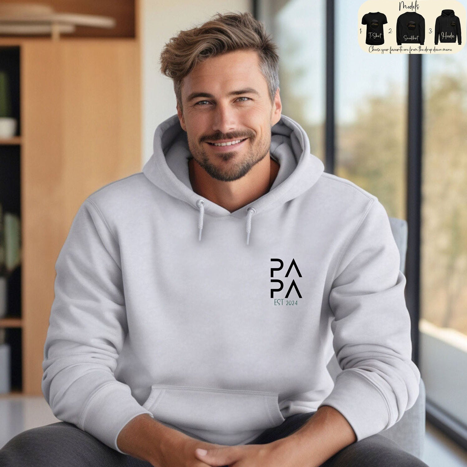 Personalized PAPA Sweatshirt Hoodie with Kid's Names Father's Day Gift New Dad Gift