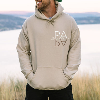 Personalized PAPA Hoodie with Kid's Names Father's Day Gift