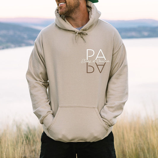 Personalized PAPA Hoodie with Kid's Names Father's Day Gift