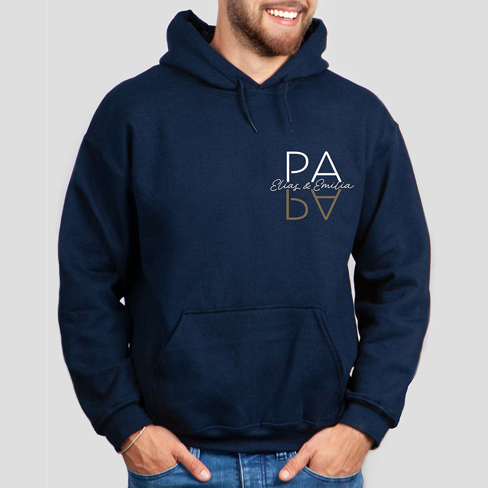 Personalized PAPA Hoodie with Kid's Names Father's Day Gift