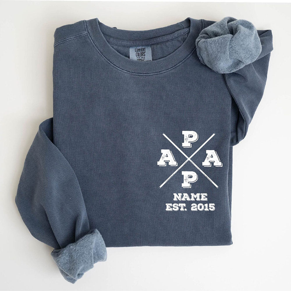 Personalized PAPA Sweatshirt Hoodie with EST and Kid's Names Father's Day Gift New Dad Gift