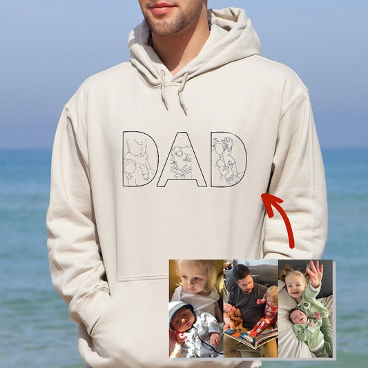 Personalized Embroidered DAD Hoodie with Custom Portrait Collage