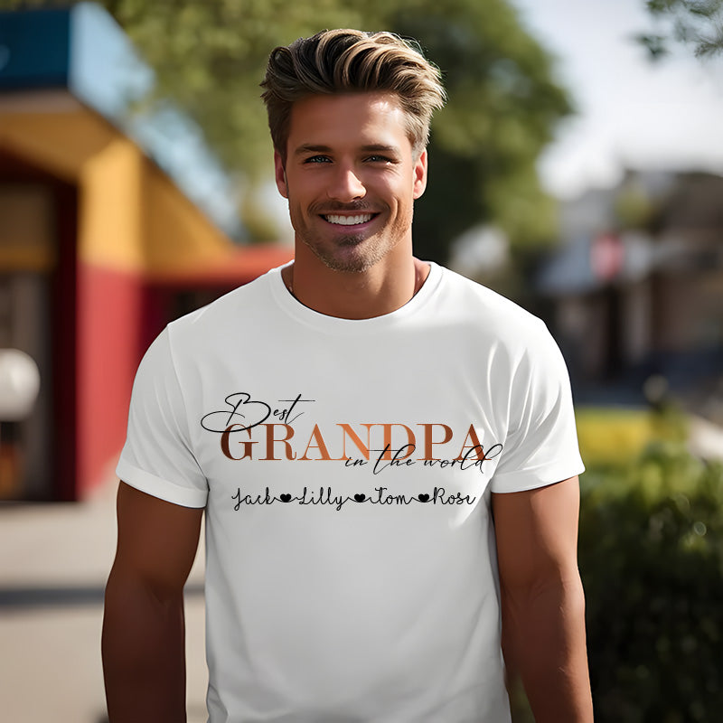 "Best Grandpa in the World" Personalized Sweatshirt Hoodie with Kid's Names Father's Day Gift