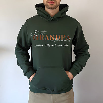 "Best Grandpa in the World" Personalized Hoodie with Kid's Names Father's Day Gift