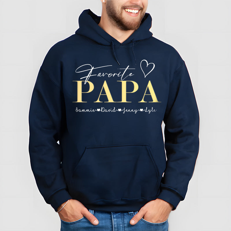 "Favorite PAPA" Personalized PAPA Sweatshirt Hoodie with Kid's Names Father's Day Gift