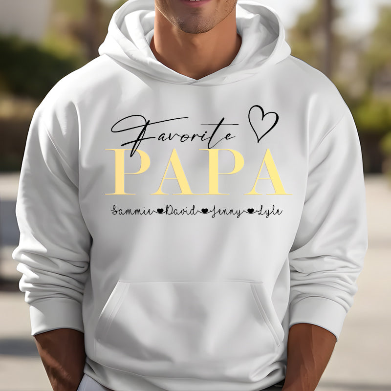 "Favorite PAPA" Personalized PAPA Sweatshirt Hoodie with Kid's Names Father's Day Gift