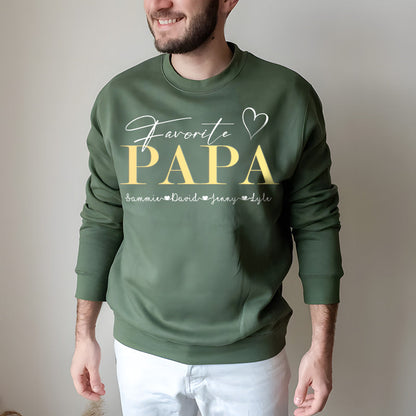 "Favorite PAPA" Personalized PAPA Sweatshirt Hoodie with Kid's Names Father's Day Gift