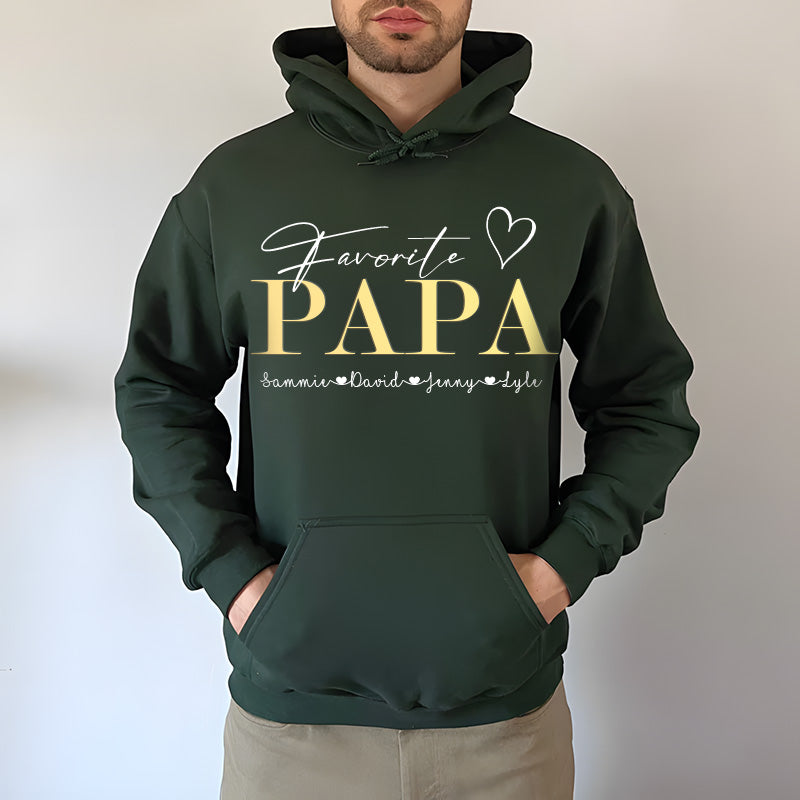 "Favorite PAPA" Personalized PAPA Sweatshirt Hoodie with Kid's Names Father's Day Gift