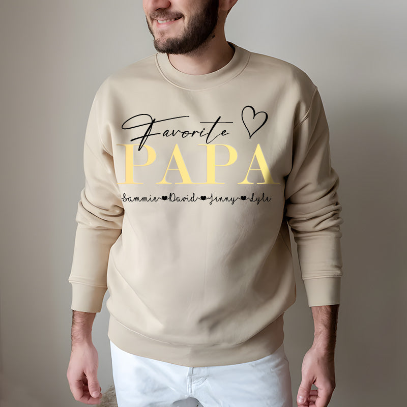 "Favorite PAPA" Personalized PAPA Sweatshirt Hoodie with Kid's Names Father's Day Gift