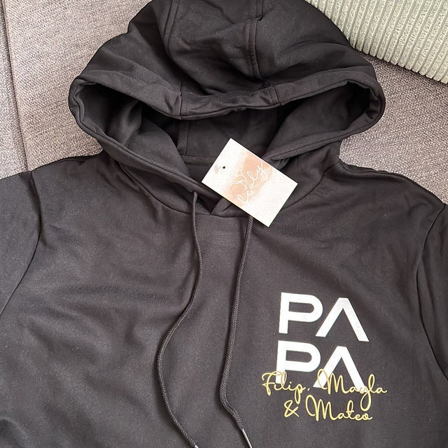 Personalized PAPA Sweatshirt Hoodie Kid's Names Father's Day Gift New Dad Gift