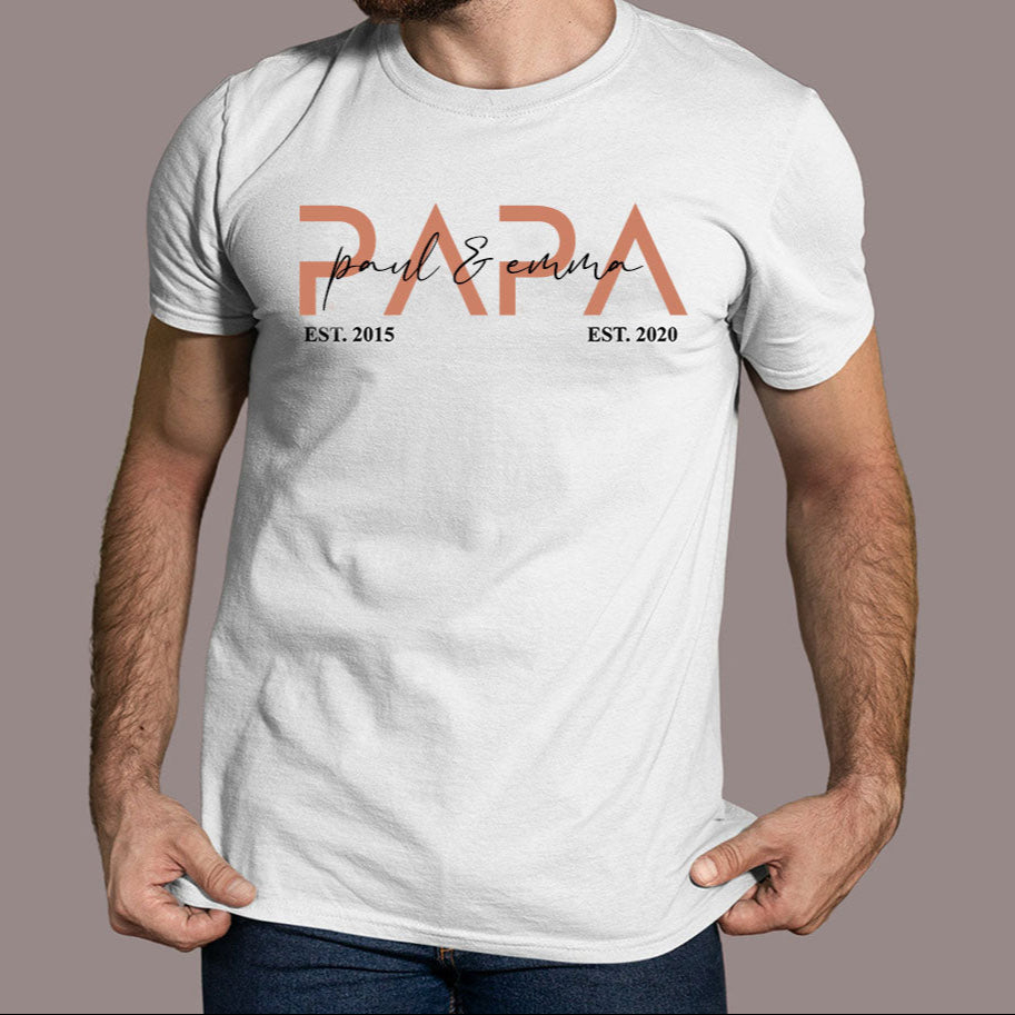 Personalized DAD T-shirt with Kid's Names Father's Day Gift For Dad