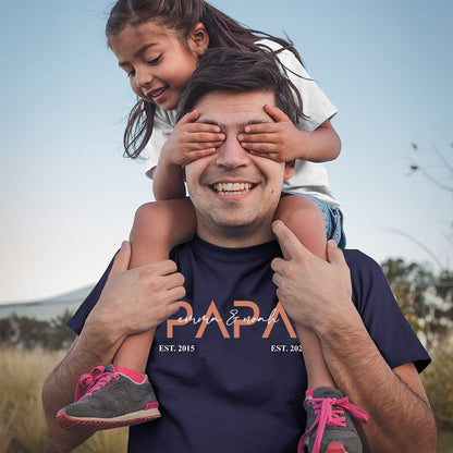 Personalized PAPA T-shirt with Kid's Names Father's Day Gift