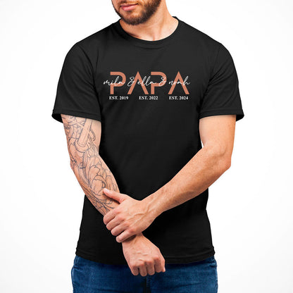 Personalized PAPA T-shirt with Kid's Names Father's Day Gift