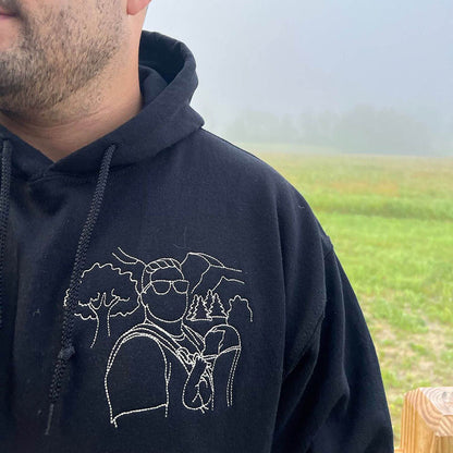 Personalized Embroidered Dad Hoodie with Custom Photo Portrait for Father's Day