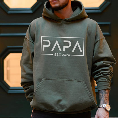 Personalized PAPA EST Hoodie with Kid's Names On Sleeve Father's Day Gift For Him