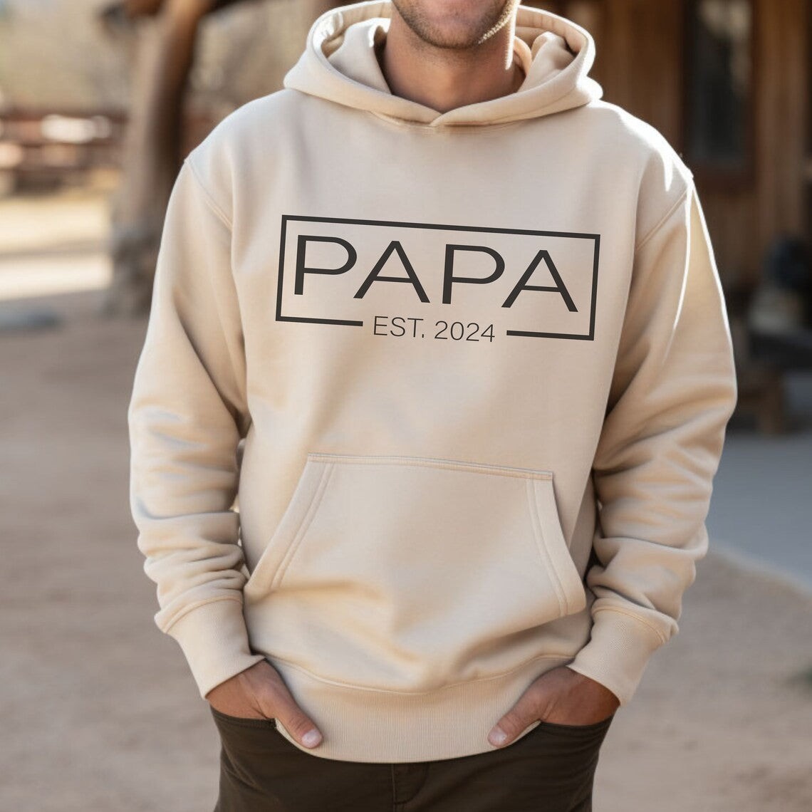 Personalized PAPA EST Hoodie with Kid's Names On Sleeve Father's Day Gift For Him