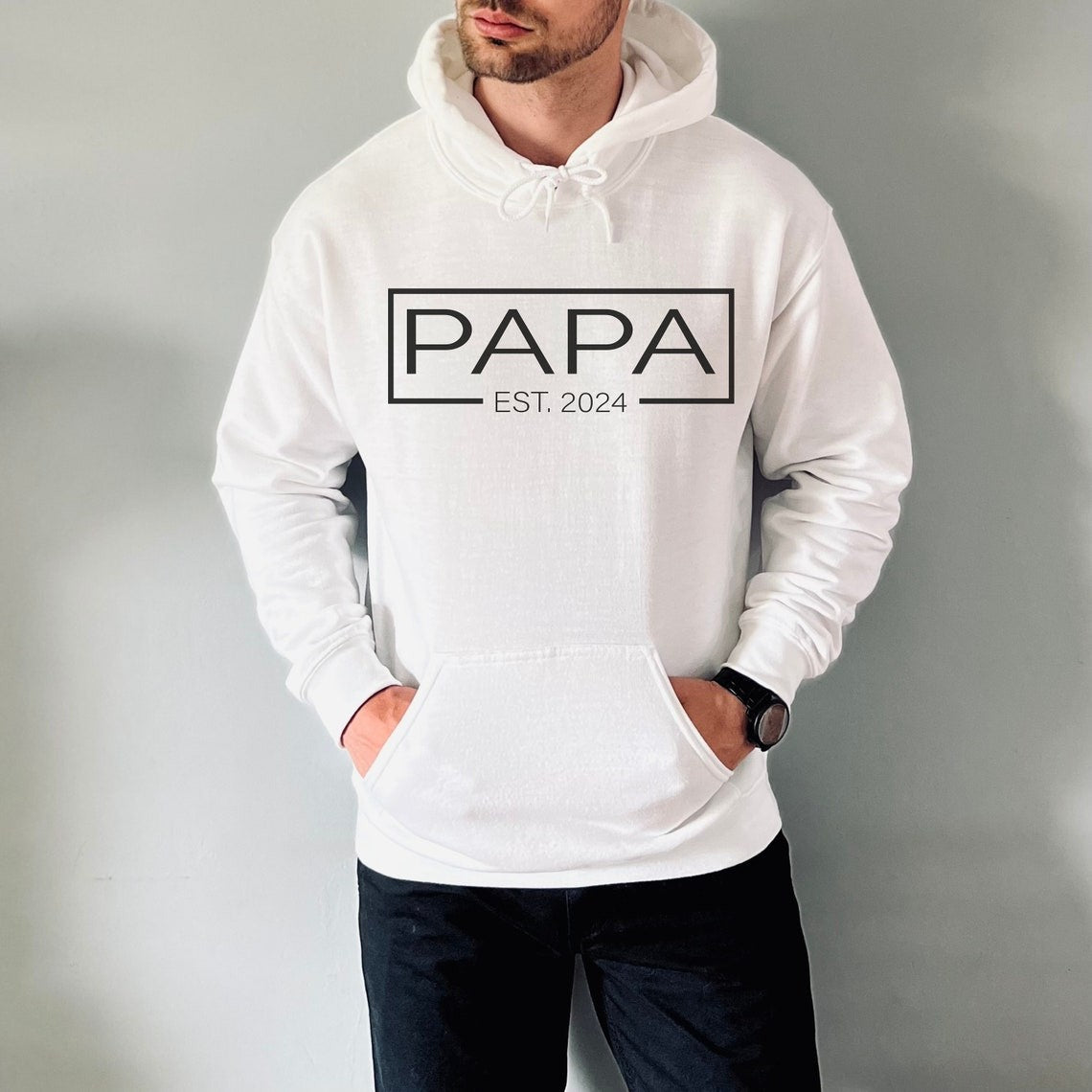 Personalized PAPA EST Hoodie with Kid's Names On Sleeve Father's Day Gift For Him