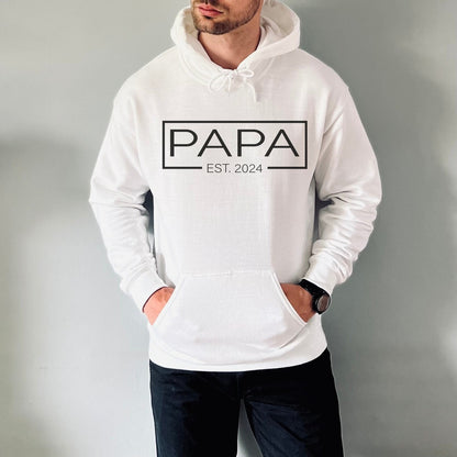 Personalized PAPA EST Hoodie with Kid's Names On Sleeve Father's Day Gift For Him