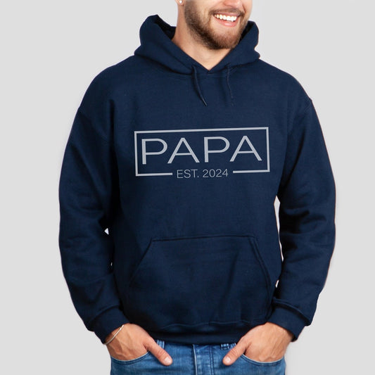 Personalized PAPA EST Hoodie with Kid's Names On Sleeve Father's Day Gift For Him