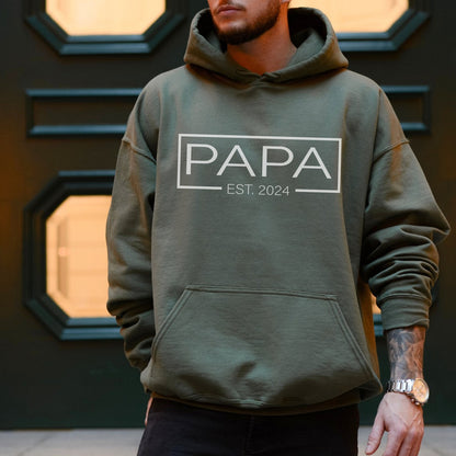 Personalized PAPA EST Hoodie with Kid's Names On Sleeve Father's Day Gift For Him