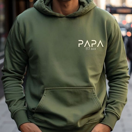 Personalized PAPA EST Hoodie with Kid's Names On Sleeve Father's Day Gift