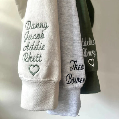 Embroidered Mama Sweatshirt with Kids Names on Sleeve Gift for Mom Mother's Day Birthday Gifts