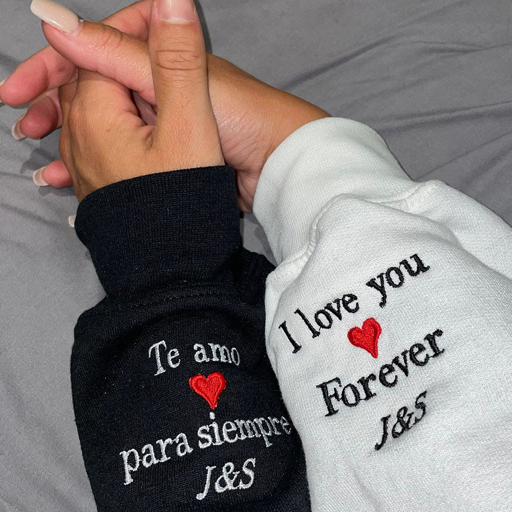 Personalized Embroidered Roman Numerals Matching Hoodie Sweatshirt Couple Gifts