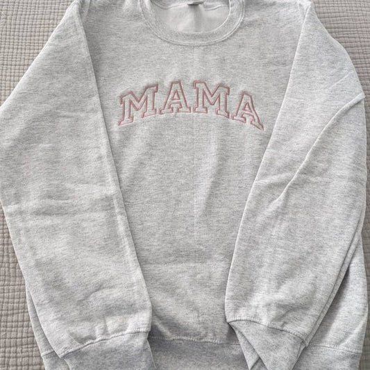 Personalized Embroidered Mama Sweatshirt with Kid Names on Sleeve