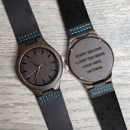 Personalized 5th Anniversary Engraved Wooden Watch Gifts for Him