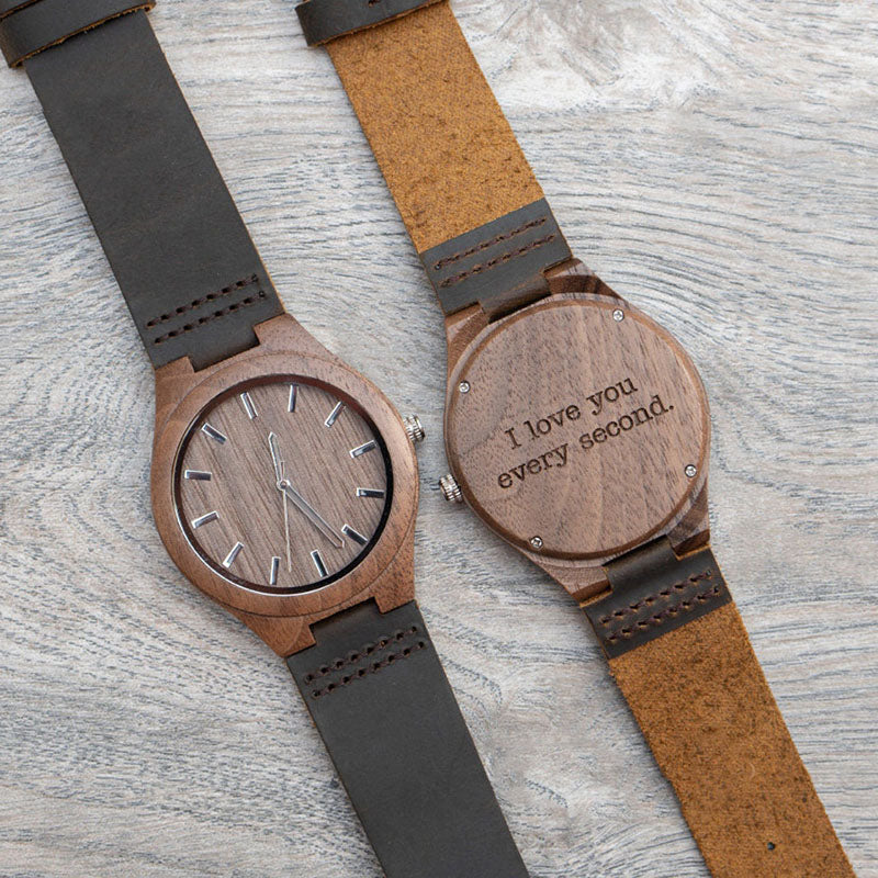 Personalized Men's Engraved Wooden Anniversary Watch Gifts From Wife