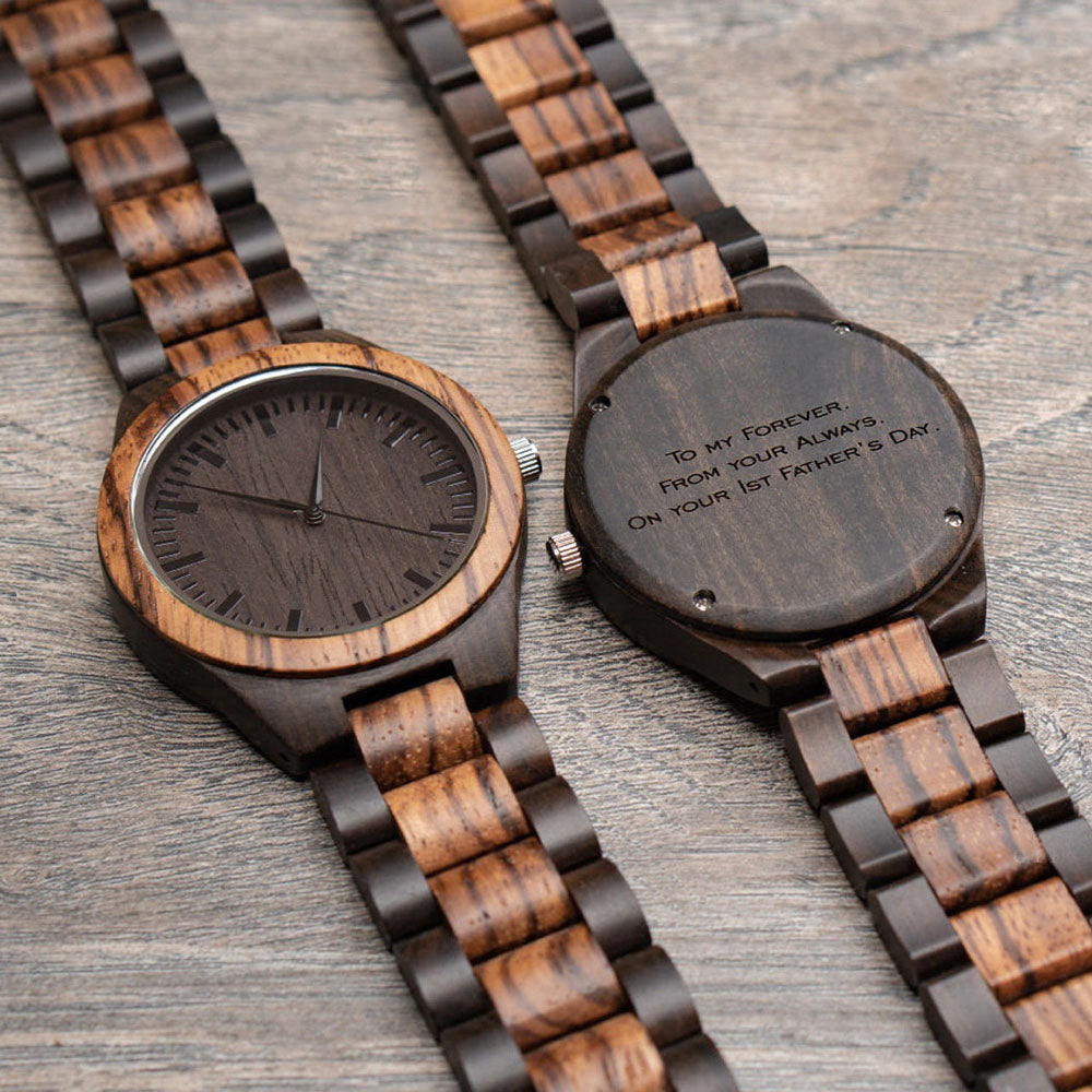 Personalized Men's Engraved Wooden Watch Anniversary Gifts for Him