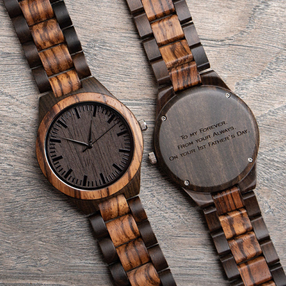 Personalized Men's Engraved Wooden Watch Valentine's Day Anniversary Gifts for Him